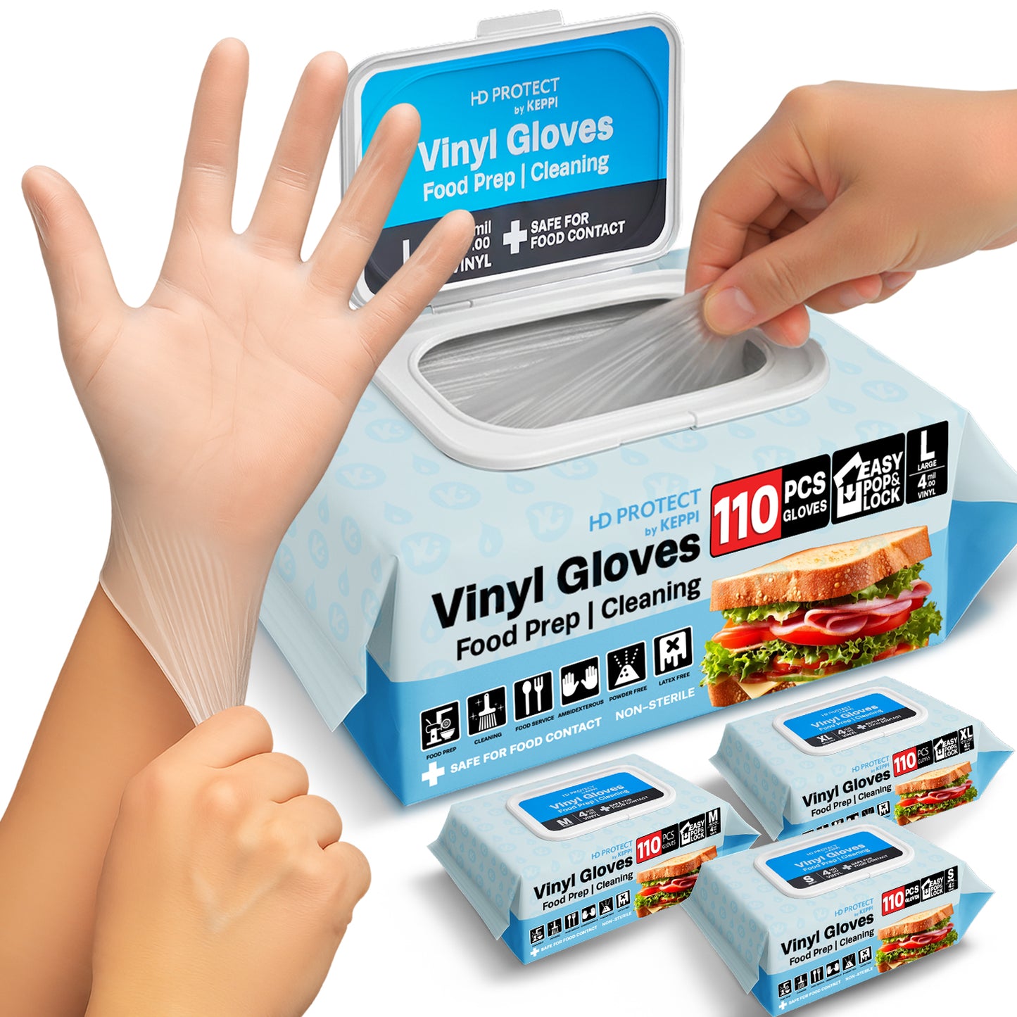 Clear Vinyl Disposable Gloves – 110 Count | Latex-Free, BPA-Free Food Prep Gloves