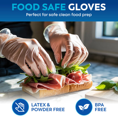 Clear Vinyl Disposable Gloves – 110 Count | Latex-Free, BPA-Free Food Prep Gloves
