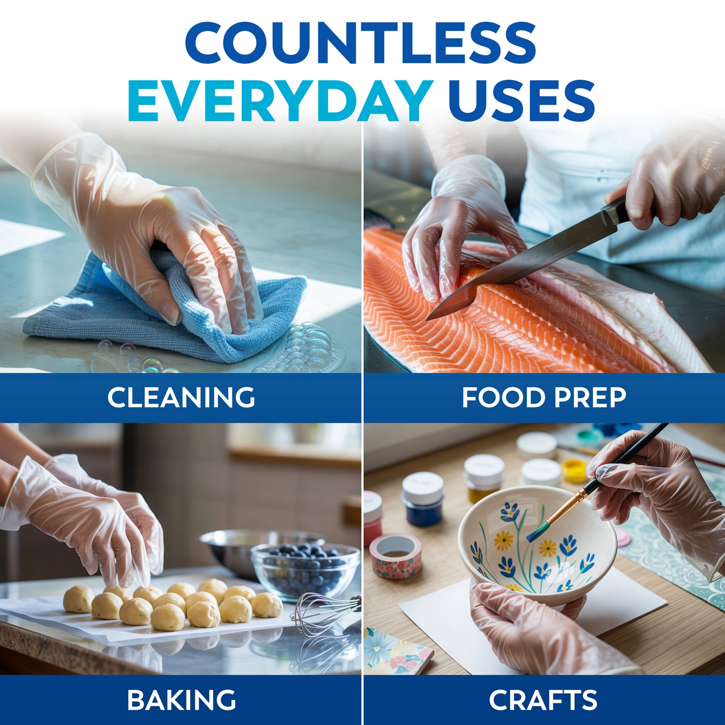 Clear Vinyl Disposable Gloves – 110 Count | Latex-Free, BPA-Free Food Prep Gloves