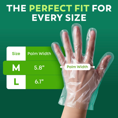 Disposable Food Prep Gloves – 600 Count Medium | Clear HDPE Latex-Free Kitchen Gloves