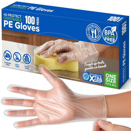 HD PROTECT Disposable Food Safe Plastic Gloves