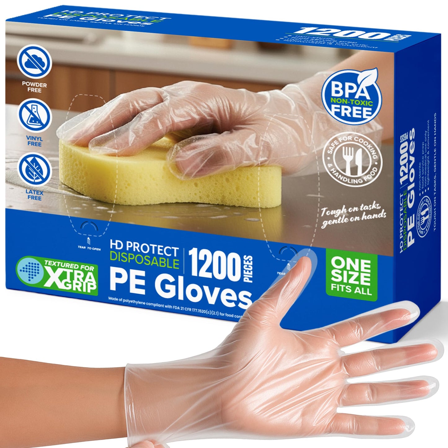 HD PROTECT Disposable Food Safe Plastic Gloves