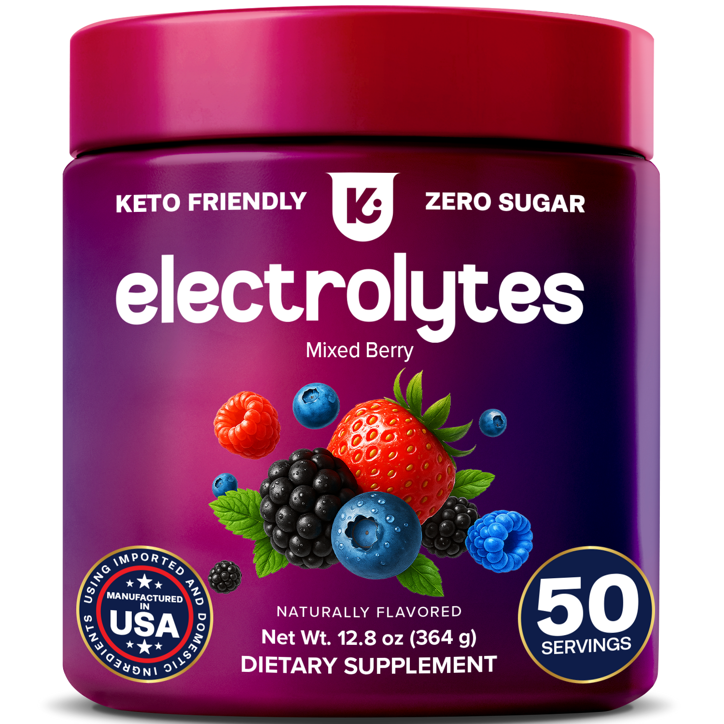 Keppi Mixed Berry Electrolytes Powder – 50 Servings | Sugar-Free Hydration Drink Mix with Potassium, Magnesium & Sodium